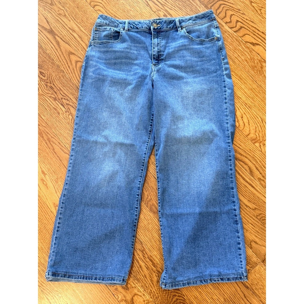 D. Jeans Wide-Leg Jeans Womens 14 Denim‎ Cotton Stretch 5 Pocket. Shortened.